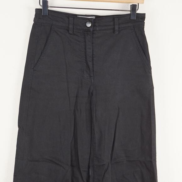 Everlane Black Cropped Wide Leg Heavy Cotton Pants Womens Sz 0 - Picture 2 of 12